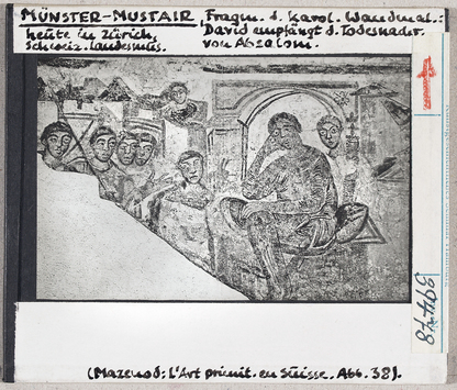 Vorschaubild Müstair, St. Johann: Malereifragment David empfängt Todesnachricht von Absalom, heute: Zürich, Schweizer Landesmuseum 